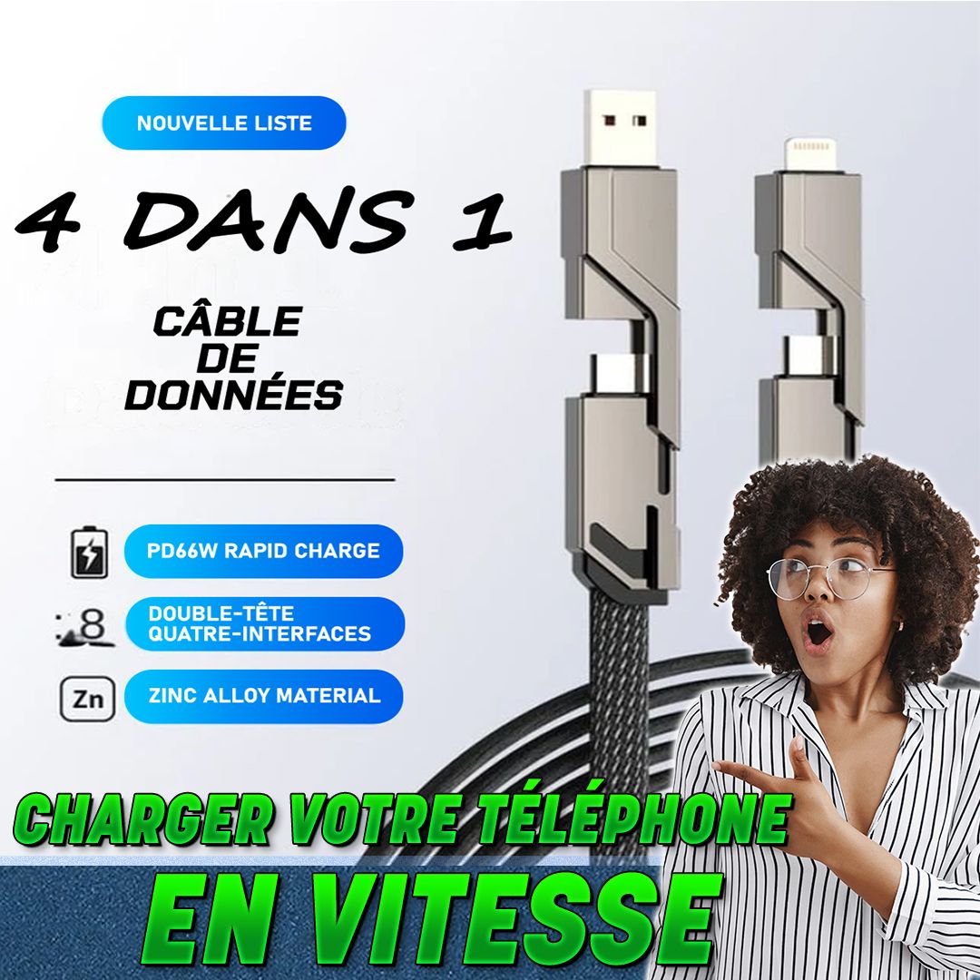 Câble de Chargeur Tressé 4-en-1 avec Velcro-COD