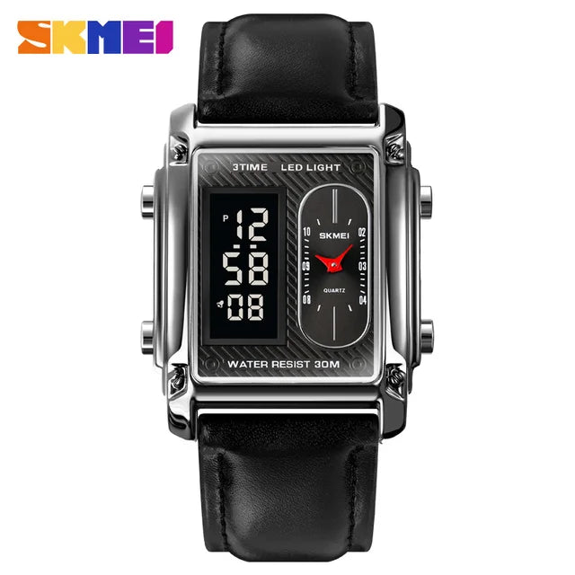 SKME cuir  Montre de sport pour Homme -COD